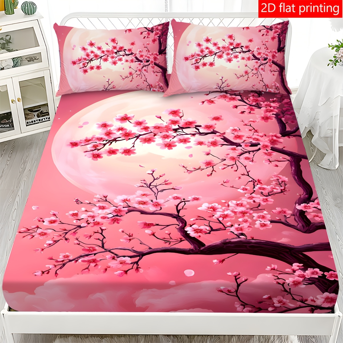 Baby Nursery Home - Pink Moon Cherry Blossom Tree Pattern