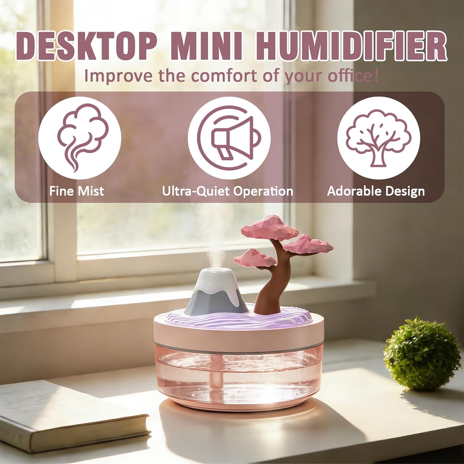 Humidifier Nursery Quiet - 2026 New Upgrade Cherry Blossom Cool