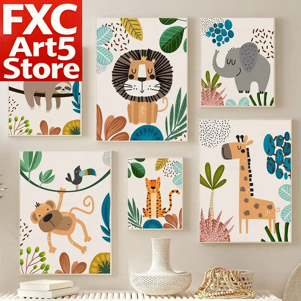 Baby Nursery Home - Boho Monkey Lion Giraffe Bird Zebra