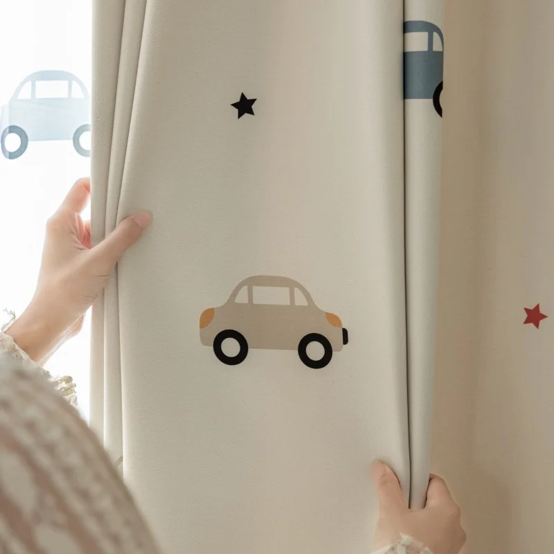 Blackout Curtain Nursery - Cartoon Cute Print Car Pattern Blackout