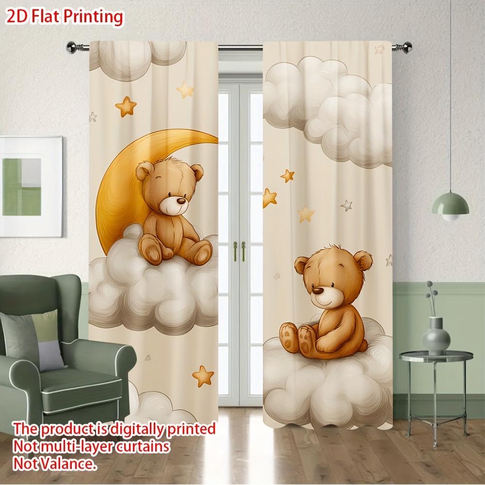 Blackout Curtain Nursery - Cartoon Teddy Bear Curtain, Cute Bear