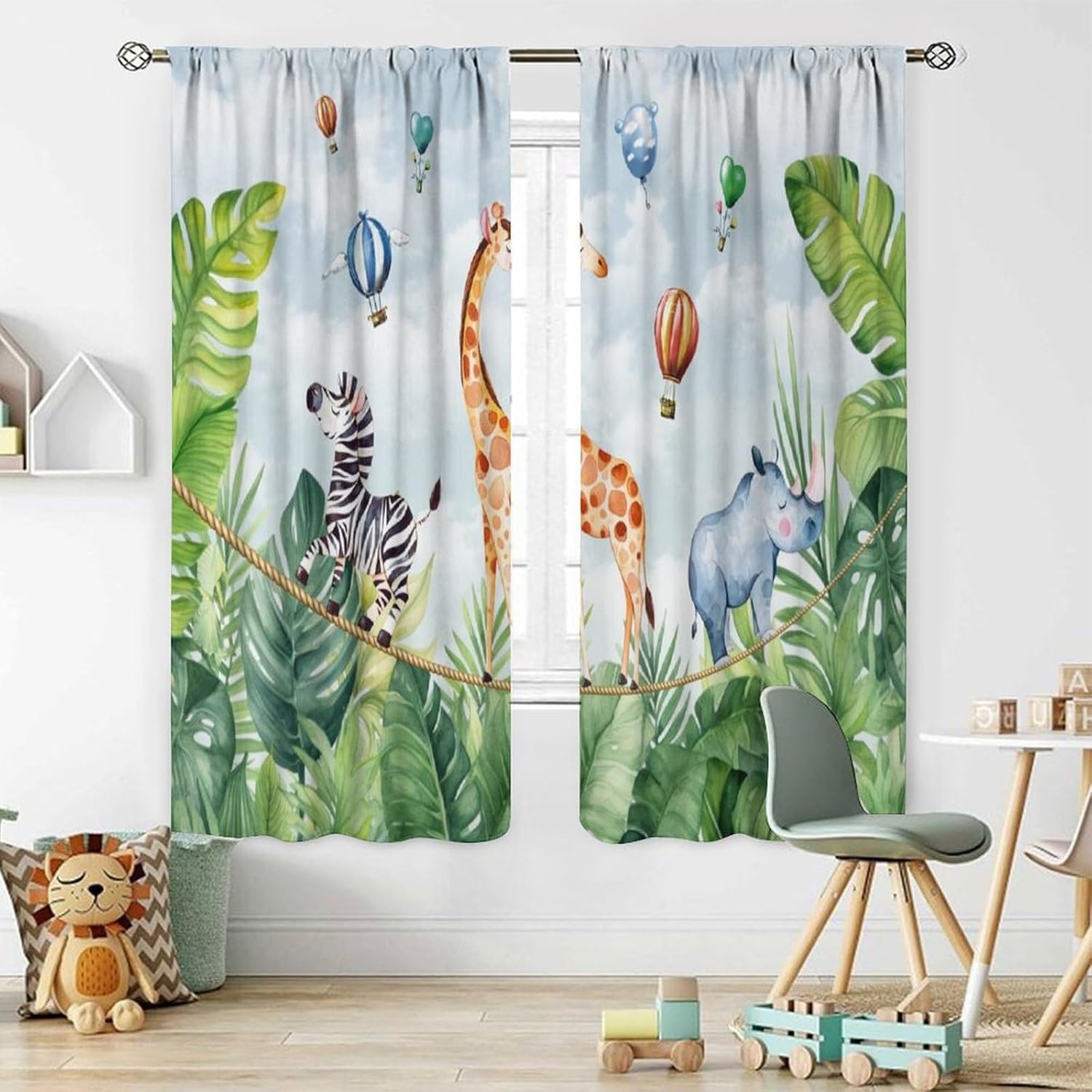 Blackout Curtain Nursery - Safari, Jungle, Animal Print Blackout Curtains,