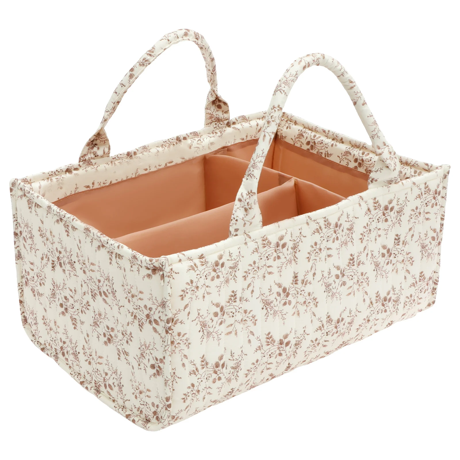 Baby Nursery Organiser - Floral Diaper Caddy Organizer with Handles