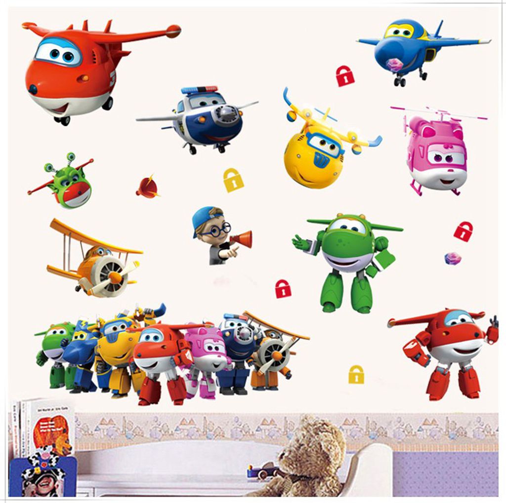 Hot Cartoon Super Wings Deform - Baby Nursery Wallpaper review and price