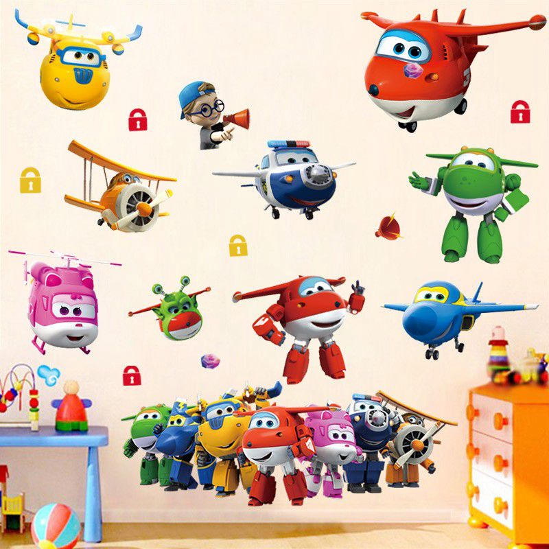 Hot Cartoon Super Wings Deform - Baby Nursery Wallpaper review and price