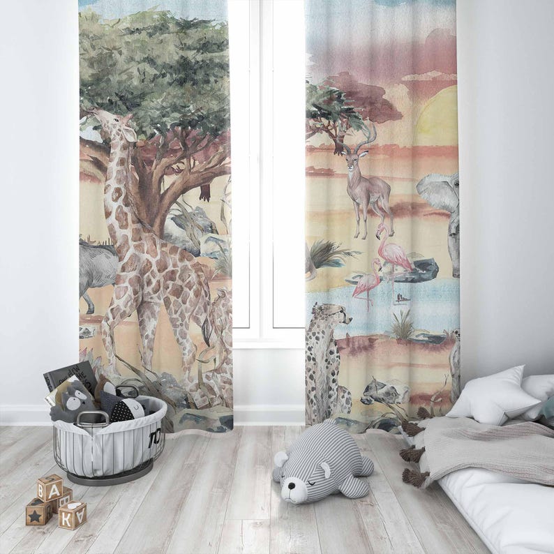 Safari Animals Curtain Kids Be - Blackout Curtain Nursery review and price