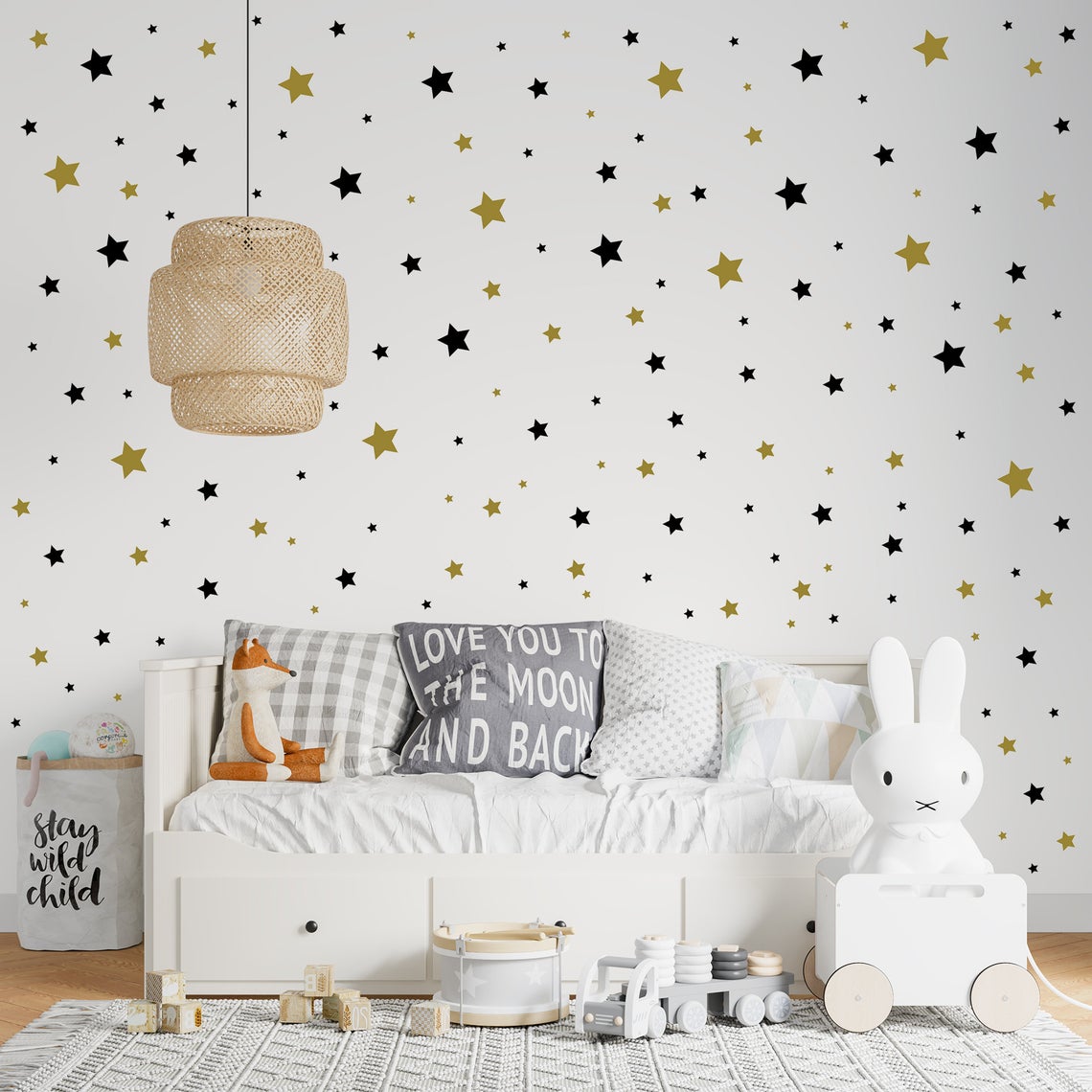 Cartoon 65Pcs Star Wall Sticke - Baby Nursery Wallpaper review and price