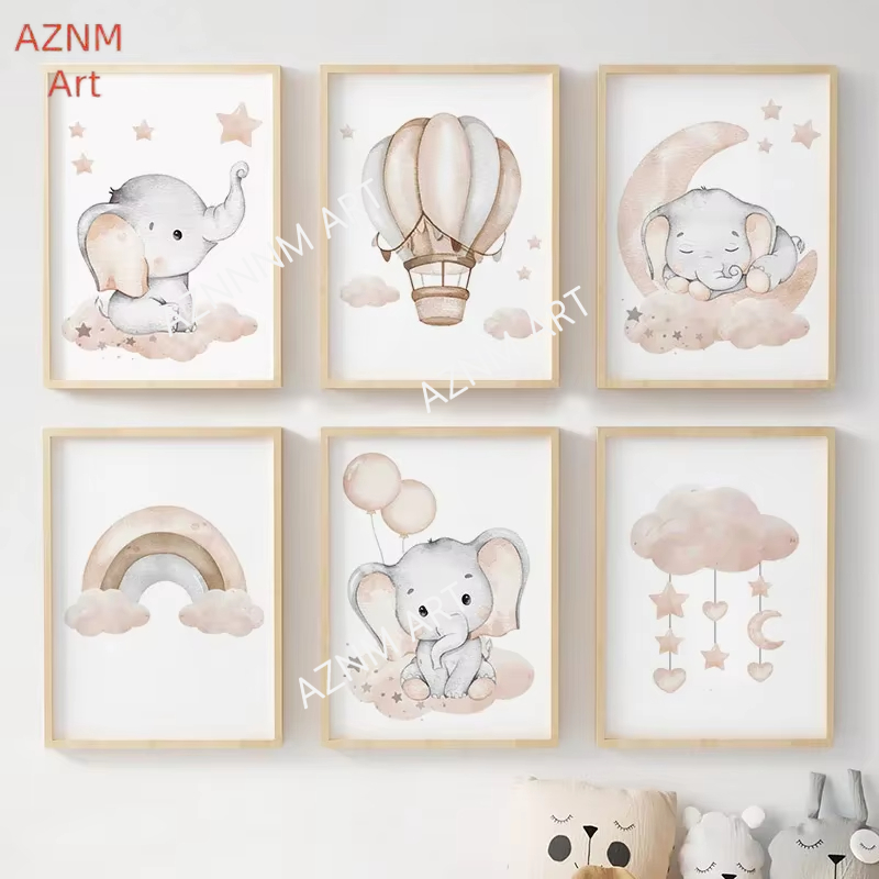 Elephant Balloon Rainbow Moon  - Baby Nursery Home review and price