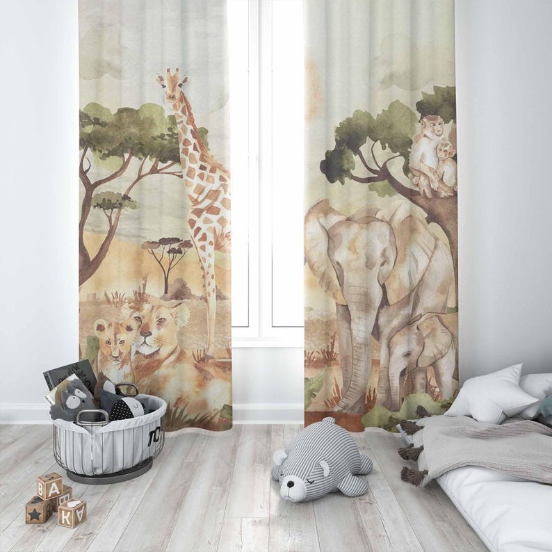 Mom and Baby Curtains Safari A - Blackout Curtain Nursery review and price
