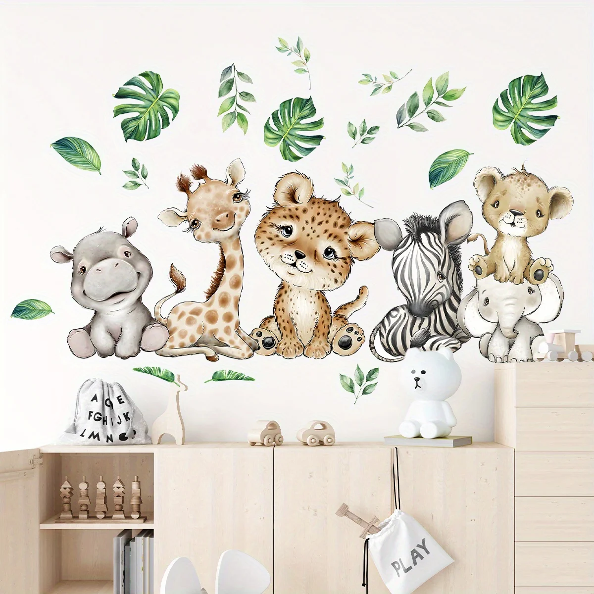 1PC Cartoon Cute Hippo Tiger E - Baby Nursery Wallpaper review and price