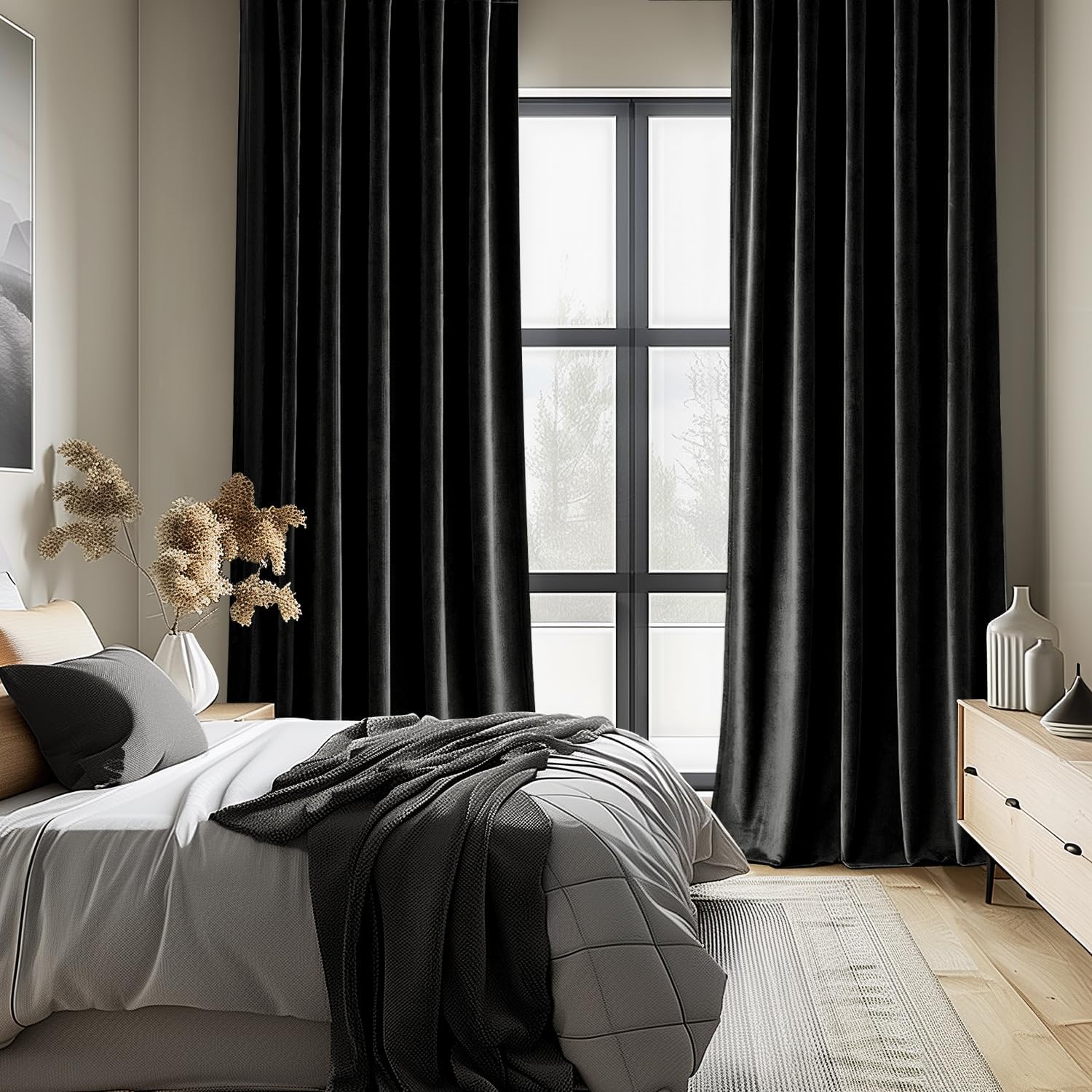 Black Velvet Curtains 96 Inche - Blackout Curtain Nursery review and price