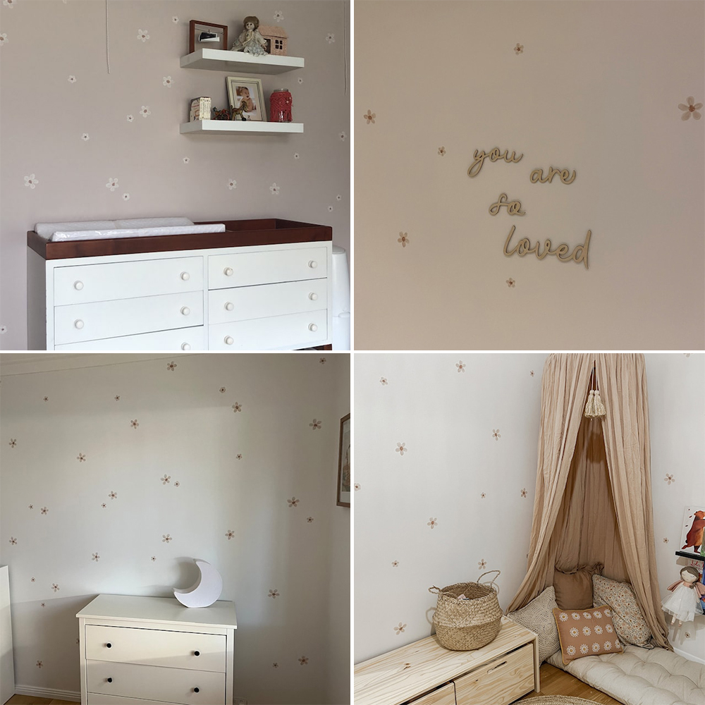 Boho Solid Colored Flowers Nur - Baby Nursery Wallpaper review and price
