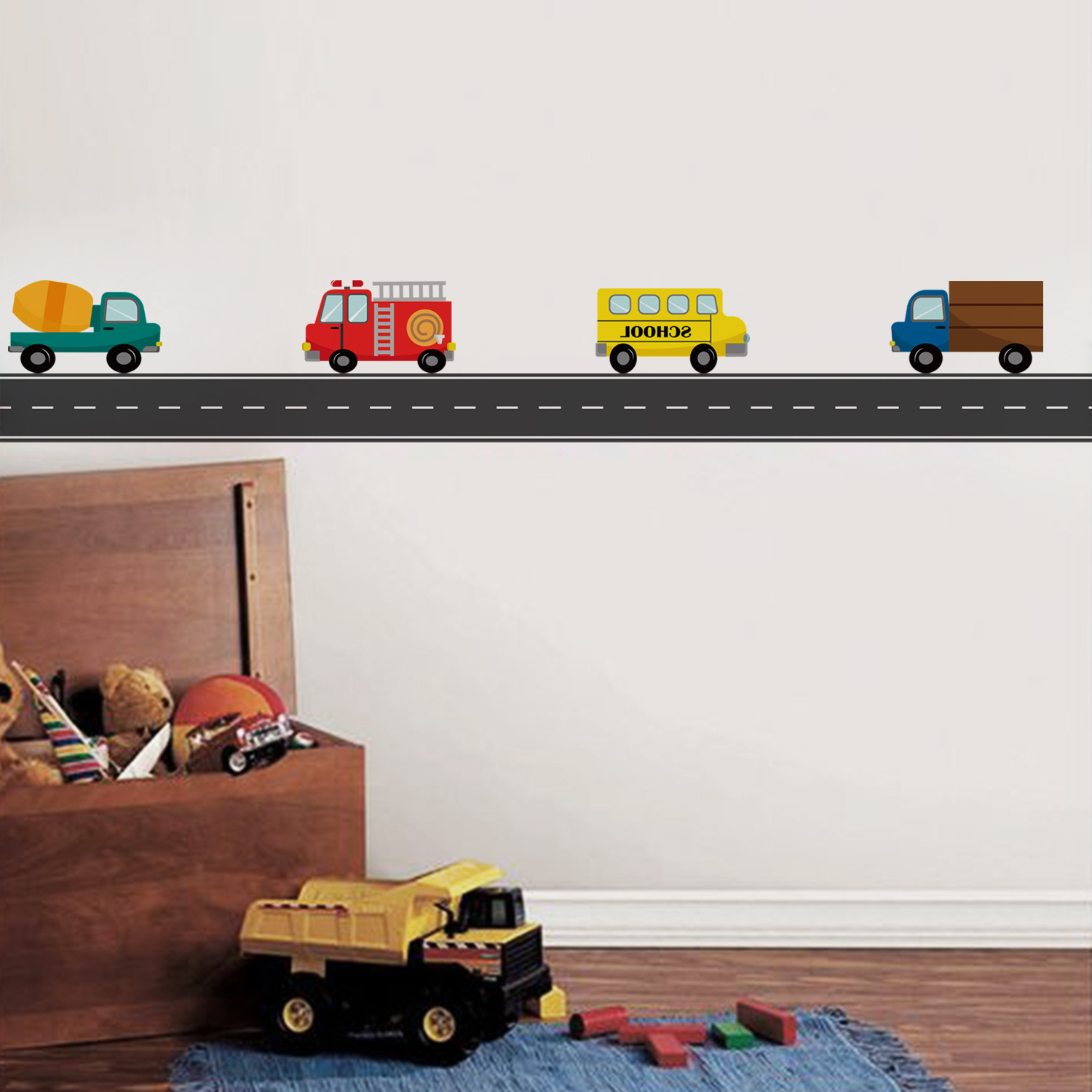 Cartoon Kids Transport Car Tru - Baby Nursery Wallpaper review and price