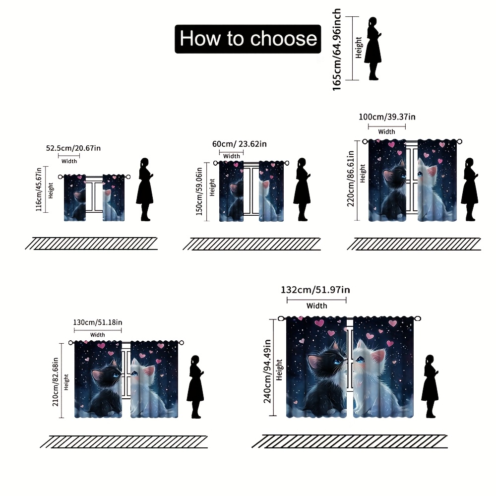 3D Romantic Cat and Stars Blac - Blackout Curtain Nursery review and price