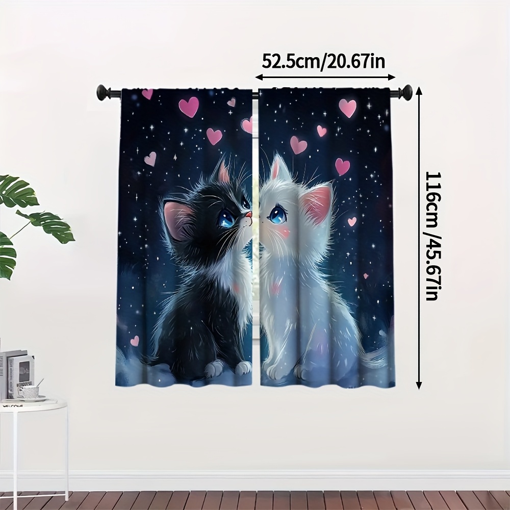 3D Romantic Cat and Stars Blac - Blackout Curtain Nursery review and price