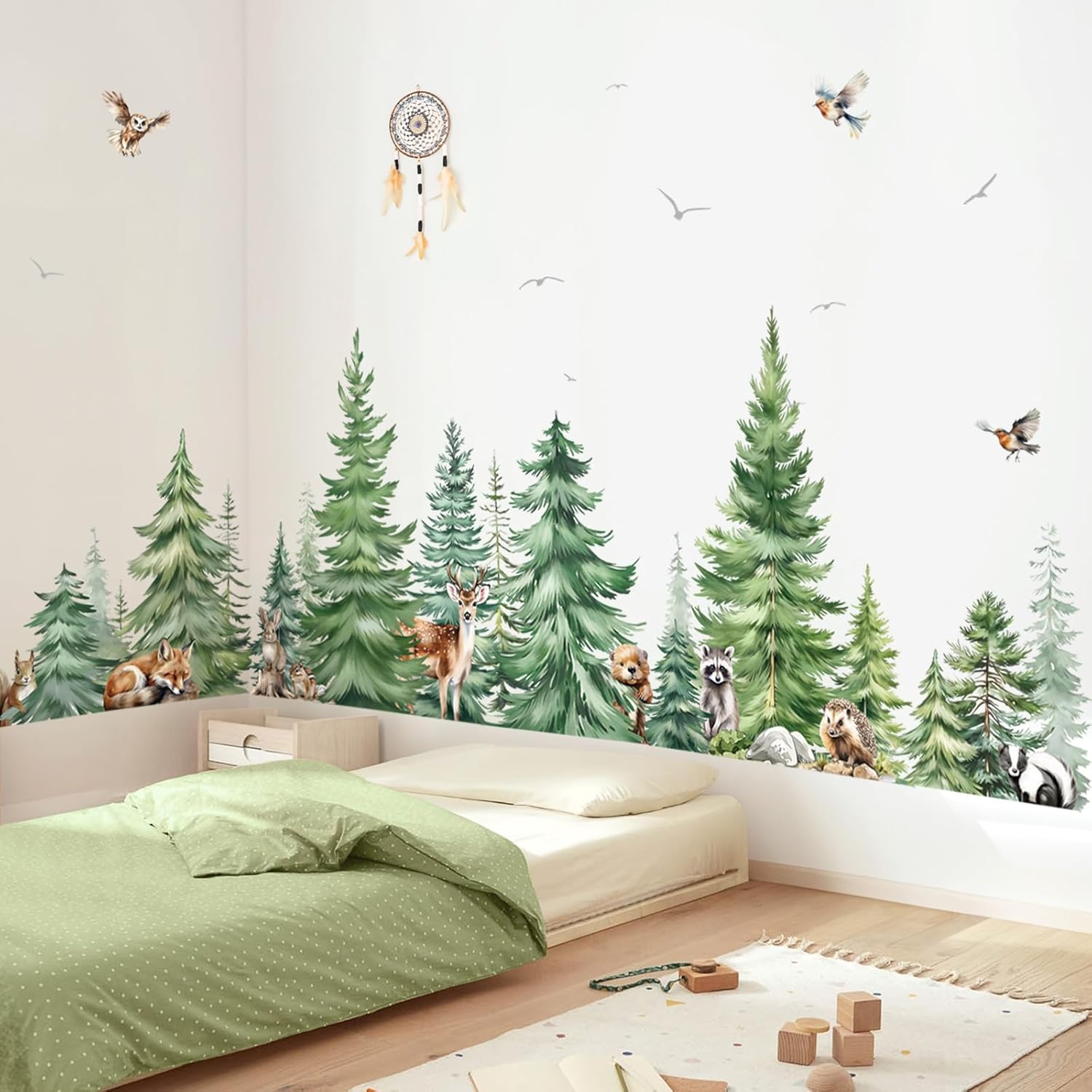 Large Watercolor Pine Tree Ani - Baby Nursery Wallpaper review and price