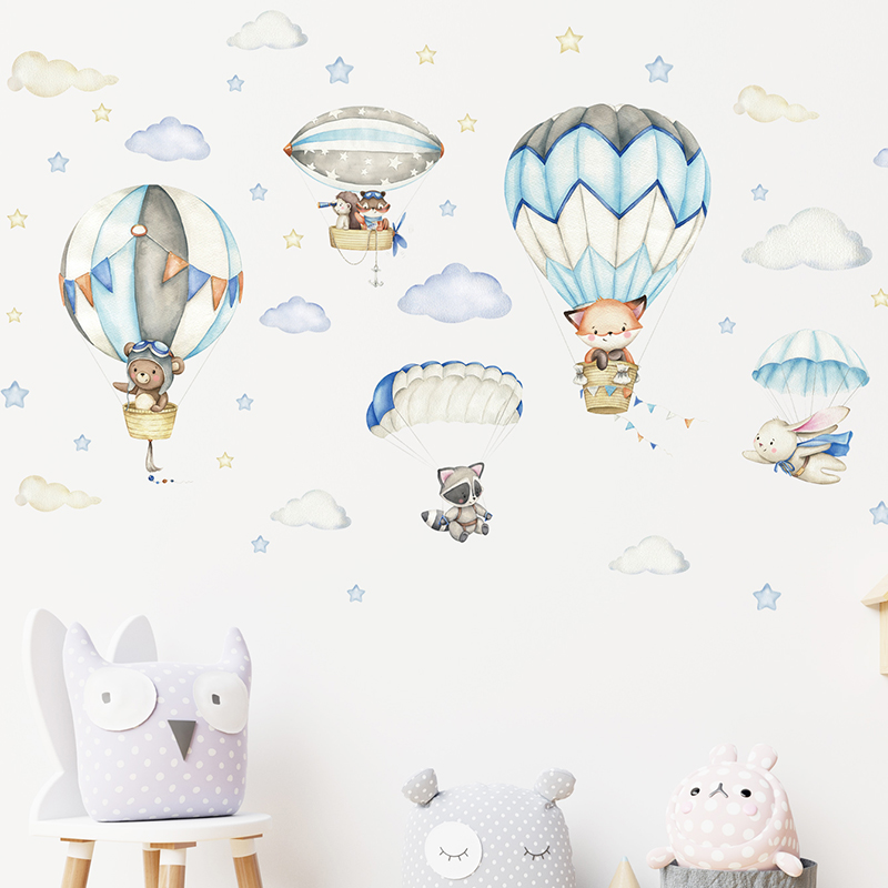 Cartoon Cute Animals Hot Air B - Baby Nursery Hot Air Balloon review and price