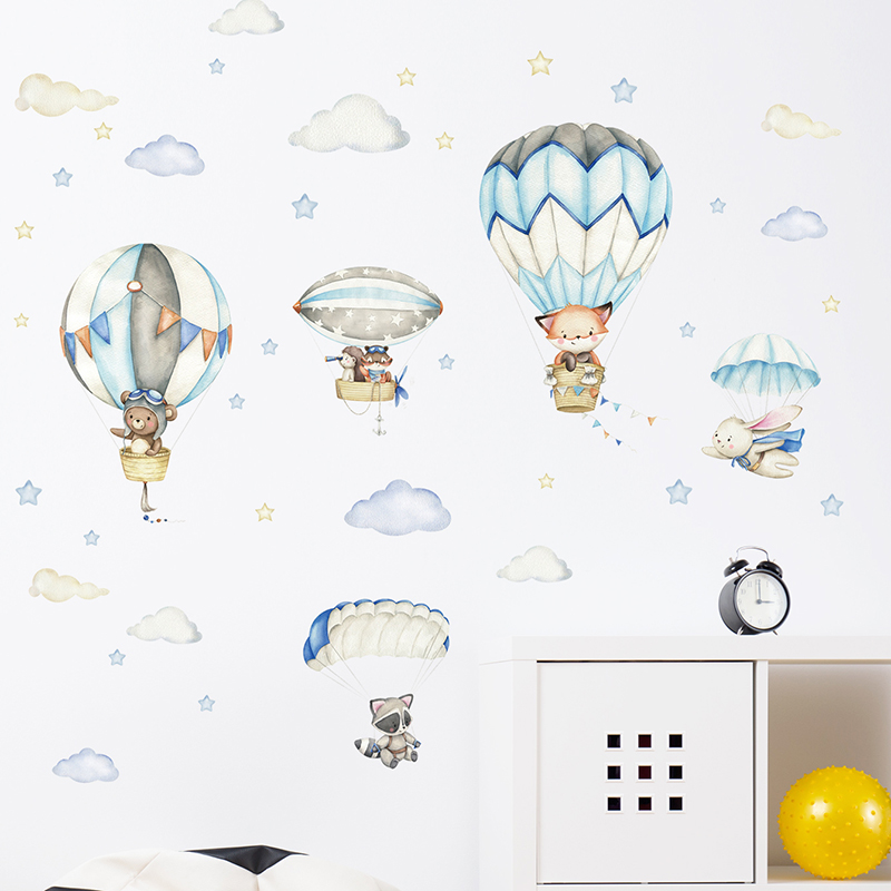Cartoon Cute Animals Hot Air B - Baby Nursery Hot Air Balloon review and price