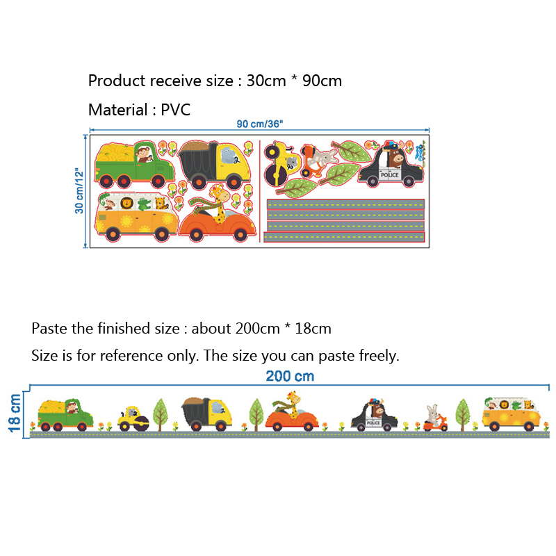 Cartoon Animals Car Wall Stick - Baby Nursery Wallpaper review and price
