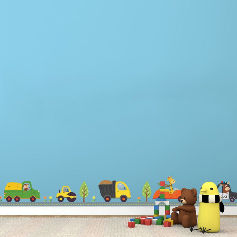 Cartoon Animals Car Wall Stick - Baby Nursery Wallpaper review and price