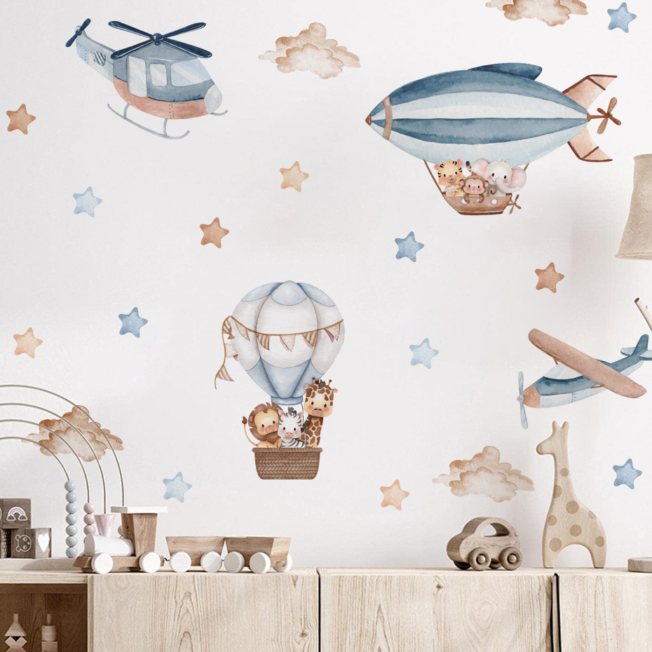 Watercolor Animals Hot Air Bal - Baby Nursery Hot Air Balloon review and price