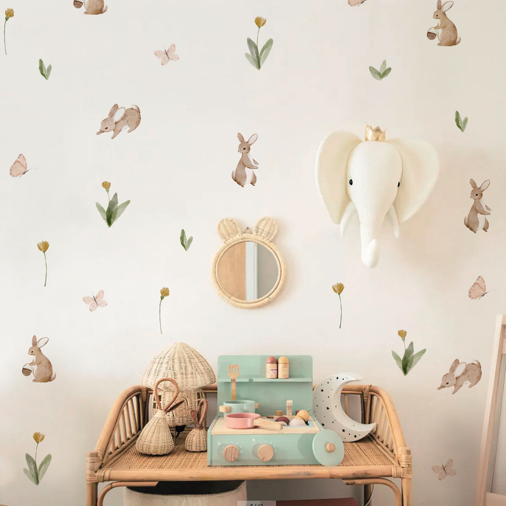 Summertime Watercolor  Cute Bu - Baby Nursery Wallpaper review and price