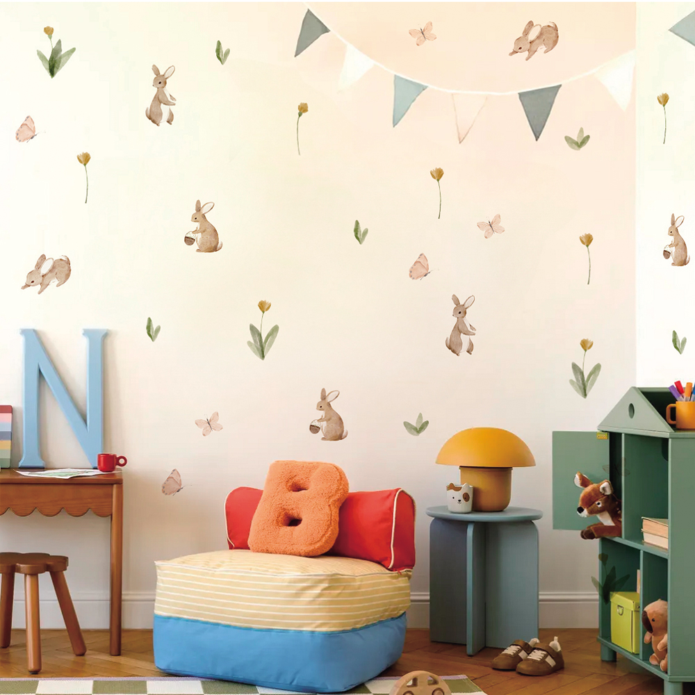 Summertime Watercolor  Cute Bu - Baby Nursery Wallpaper review and price