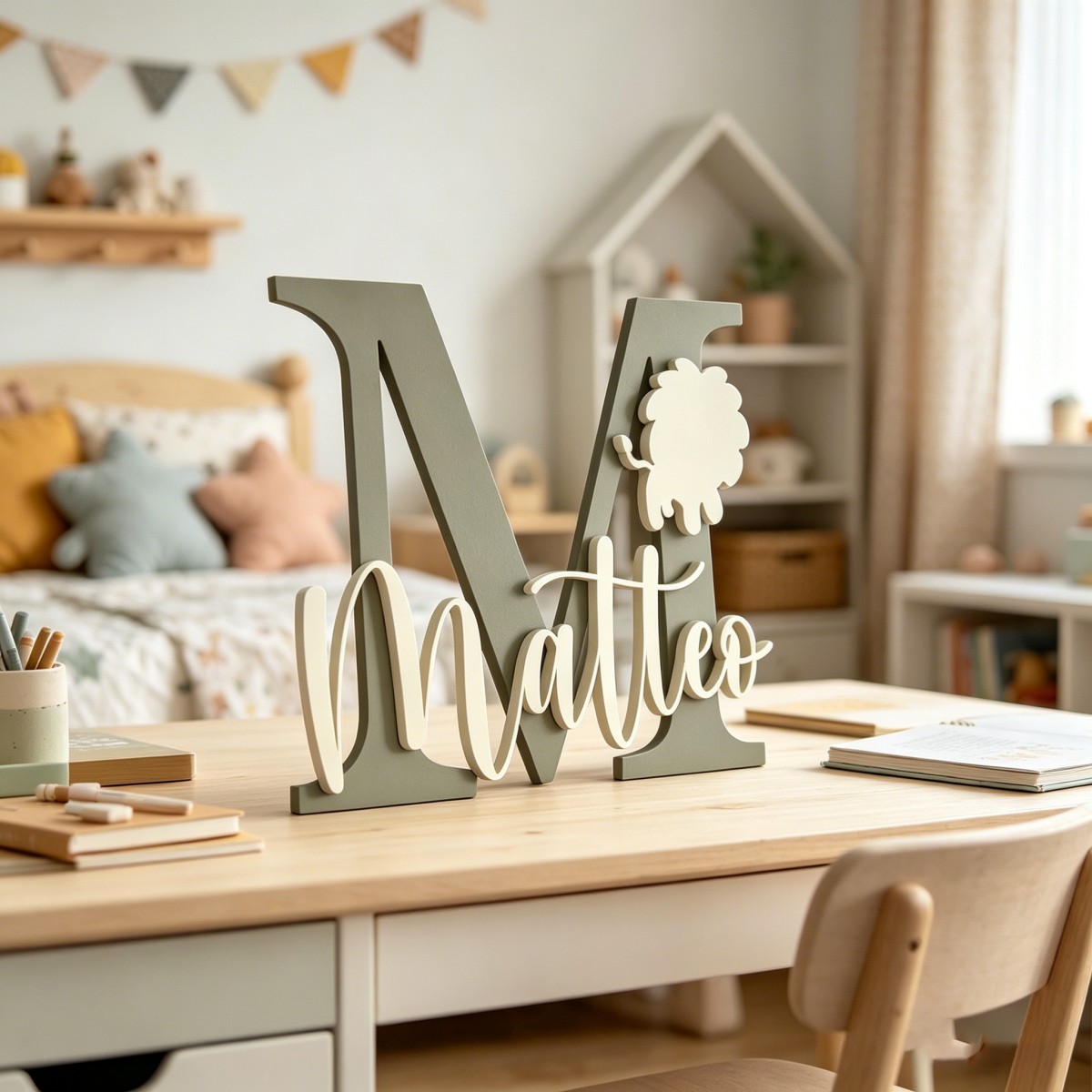 1Pc Custom Lion Name & Initial - Baby Nursery Home review and price