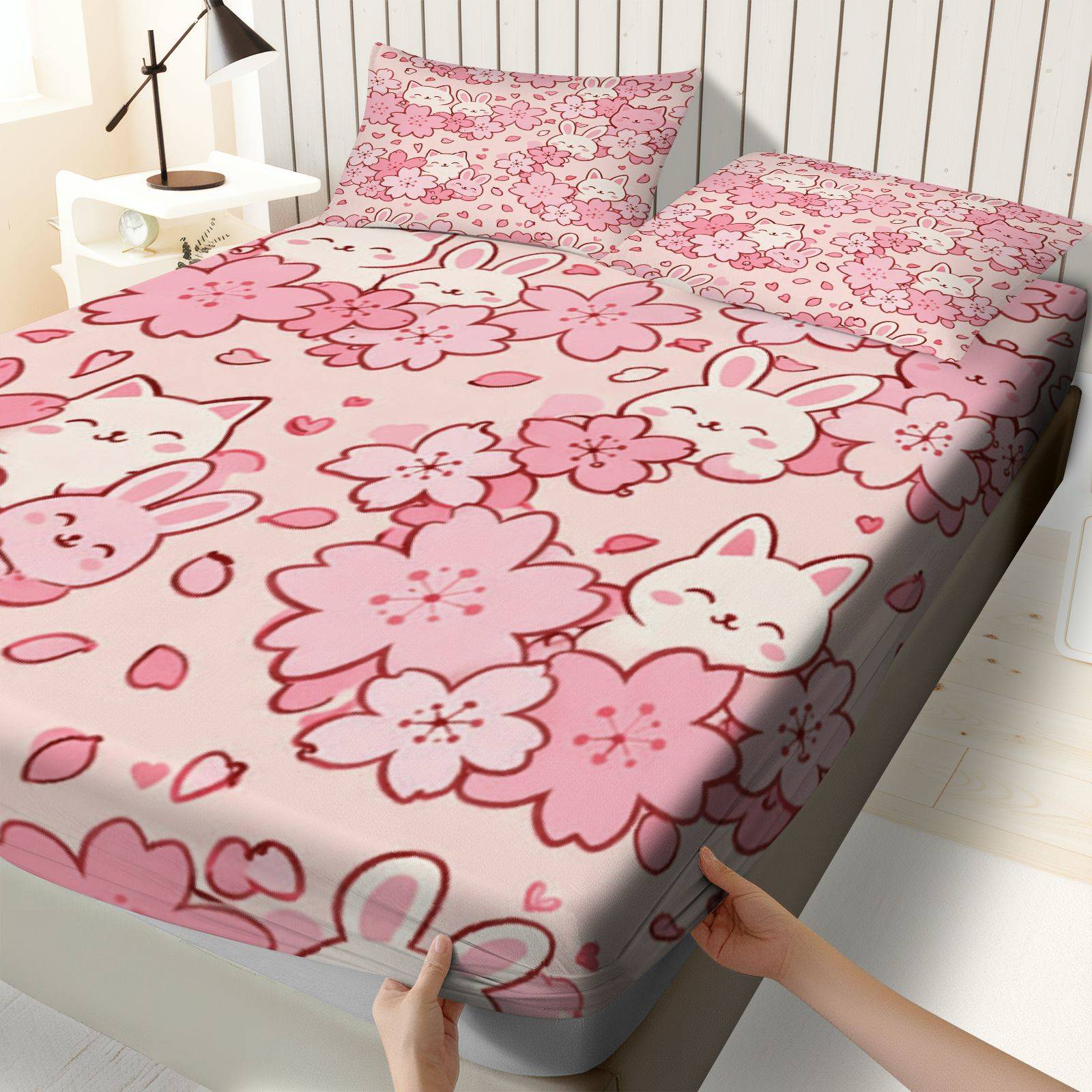 Sakura Rabbit Cat Bedding Set, - Baby Nursery Home review and price