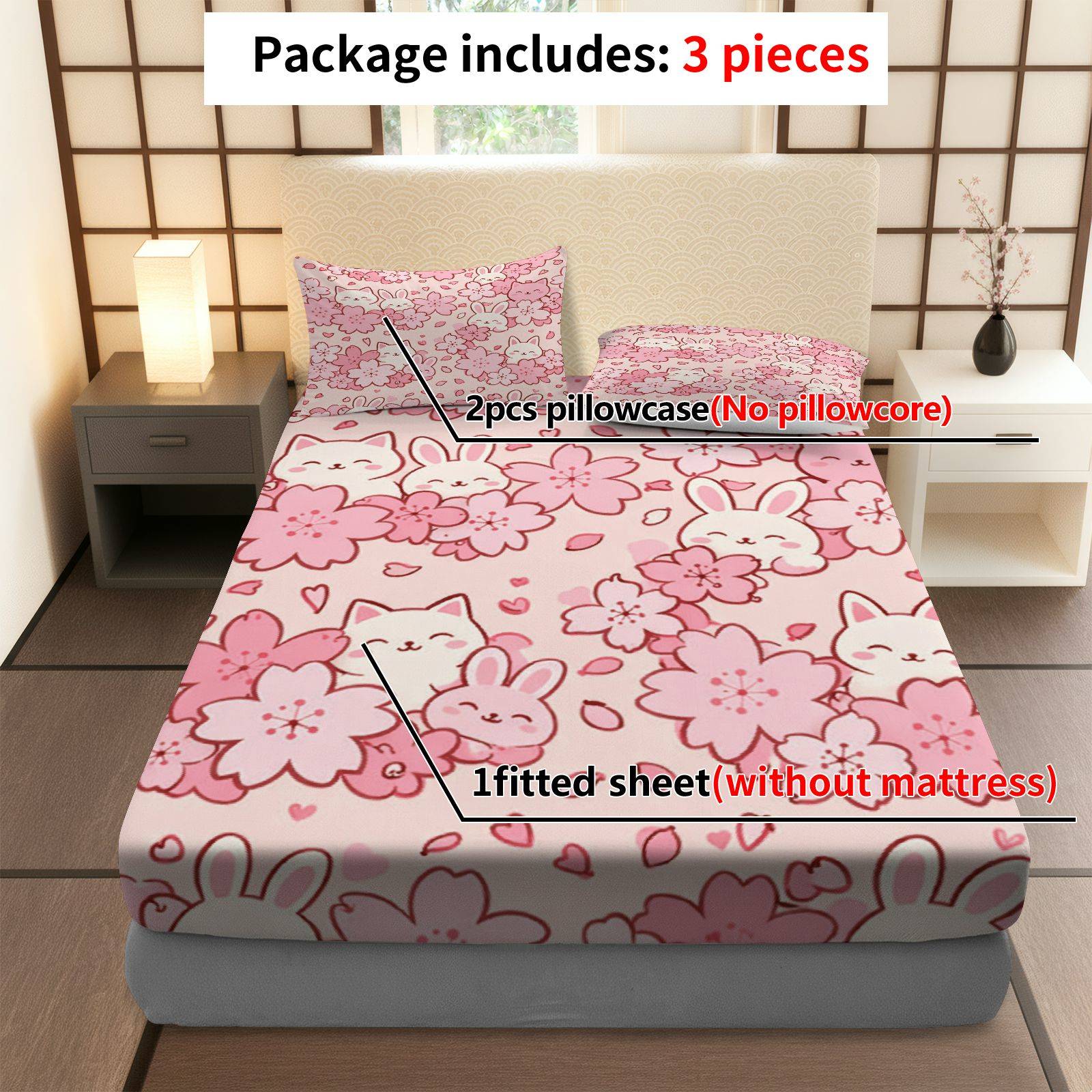 Sakura Rabbit Cat Bedding Set, - Baby Nursery Home review and price