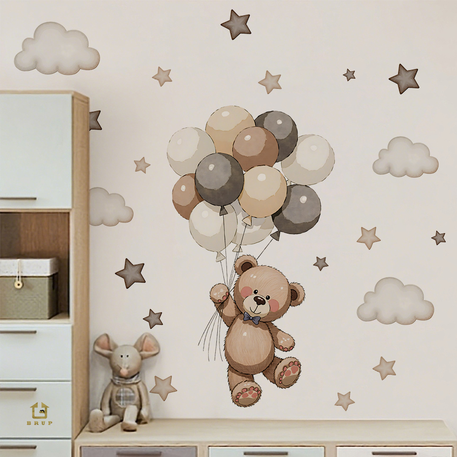 Adorable Teddy Bear Wall Decal - Baby Nursery Wallpaper review and price