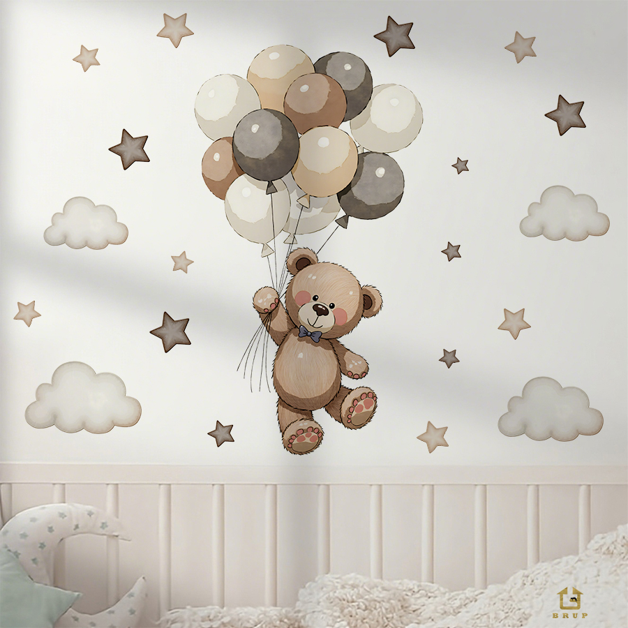 Adorable Teddy Bear Wall Decal - Baby Nursery Wallpaper review and price