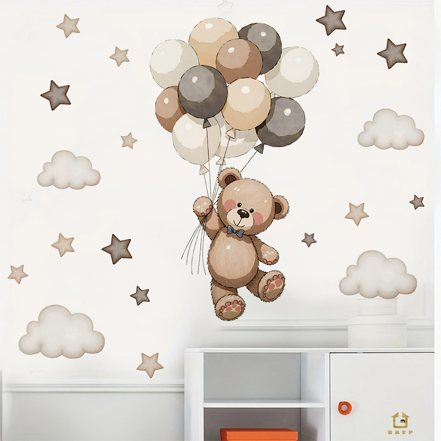 Adorable Teddy Bear Wall Decal - Baby Nursery Wallpaper review and price