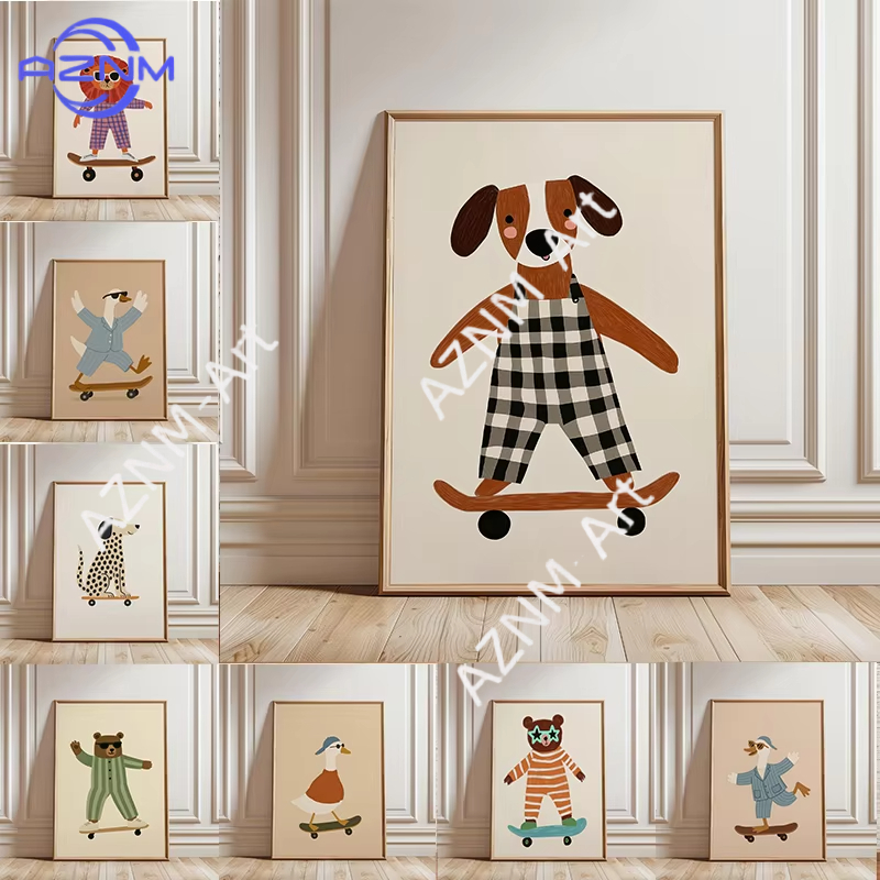 1PC Funny Animal Skateboarding - Baby Nursery Home review and price