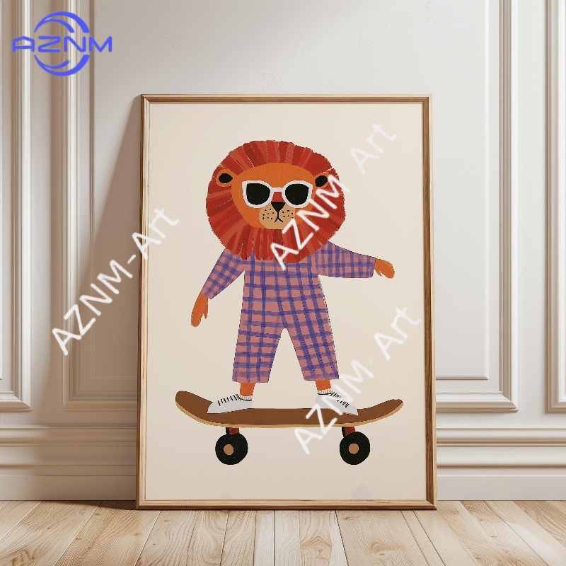 1PC Funny Animal Skateboarding - Baby Nursery Home review and price