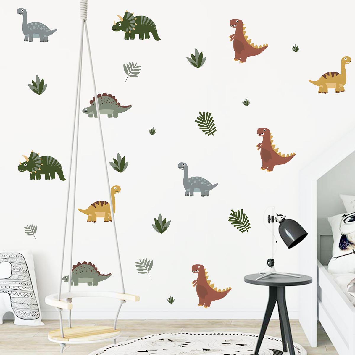 Cartoon Cute Dinosaur Leaf Ani - Baby Nursery Wallpaper review and price
