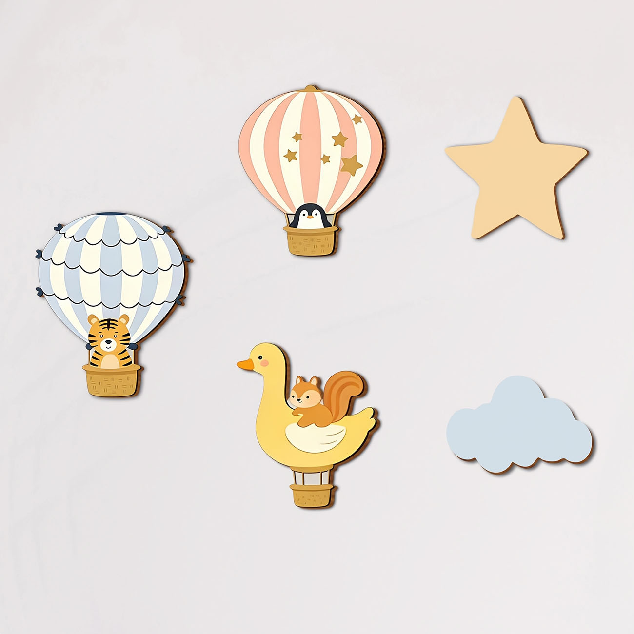 5Pcs Animal Hot Air Balloon Wo - Baby Nursery Wallpaper review and price