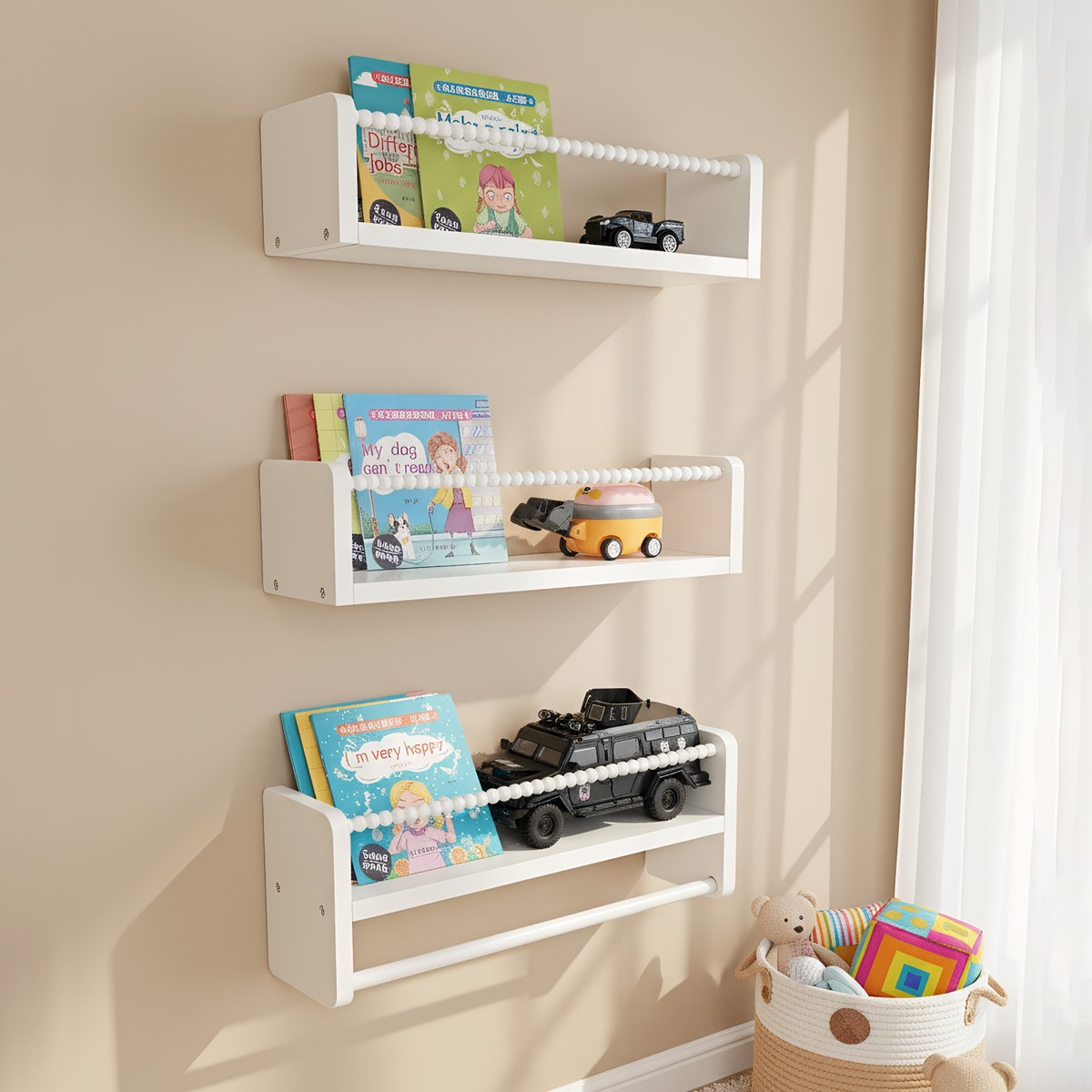 Wood Nursery Book Shelves, 15. - Baby Nursery Shelves review and price