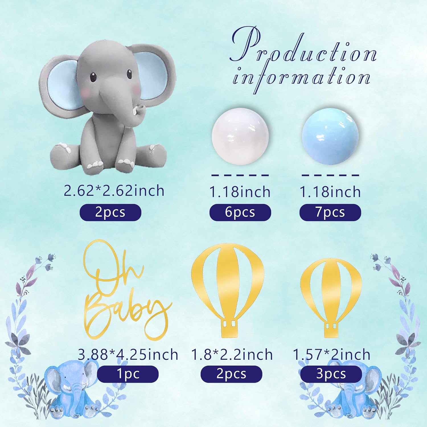 Elephant Cake Decoration with  - Baby Nursery Hot Air Balloon review and price